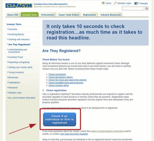 Check registration CheckFirst